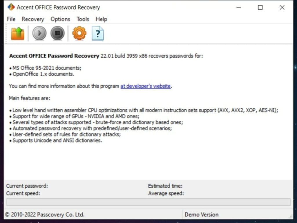 Accent Office Password Recovery 1024x768 